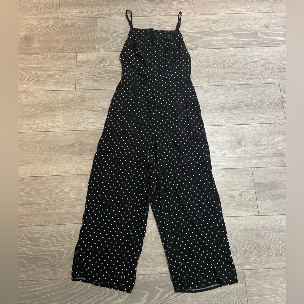 Old navy black jumpsuit with white polka dots